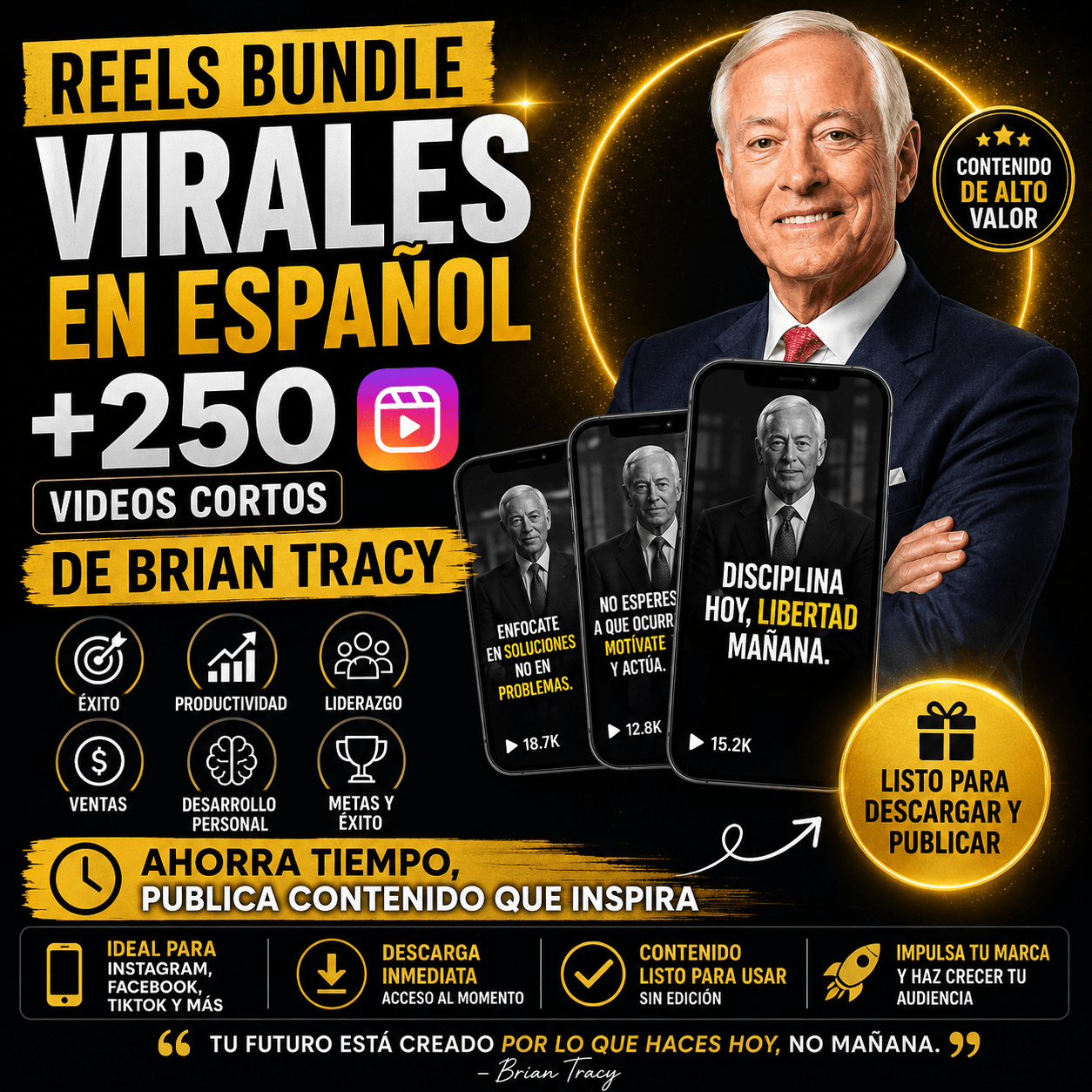 Reels Bundle Virales en Español +250 Videos Cortos de Brian Tracy